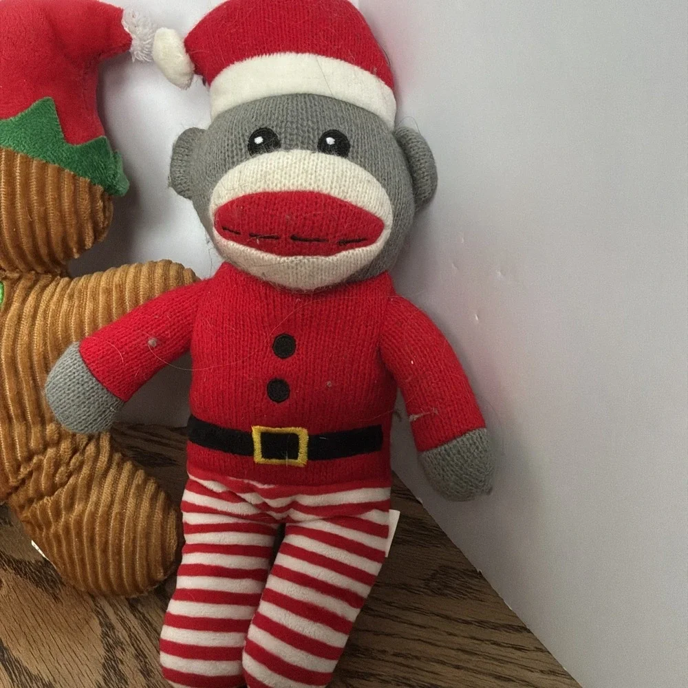 Christmas Dog Toy Plush Lot Skunk Poop Emoji Candy Cane Gingerbread  Sock Monkey